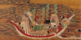日本《东征传绘卷》描绘鉴真和尚东渡传法的事迹